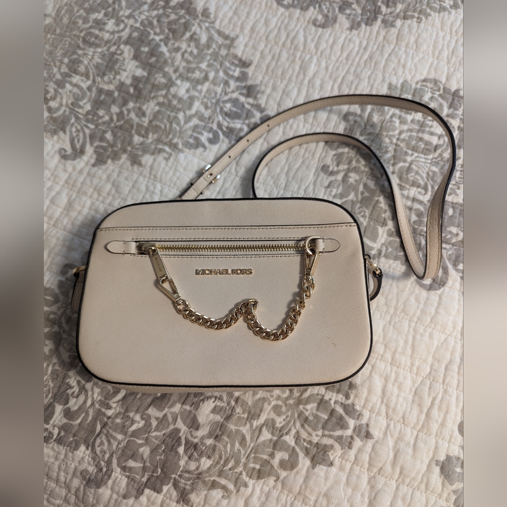 Michael Kors Cream Crossbody with Gold Details